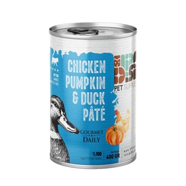 کنسرو بچه گربه DPS مدل سوپرپریمیوم طعم مرغ،اردک و کدوحلوایی وزن 430 گرم