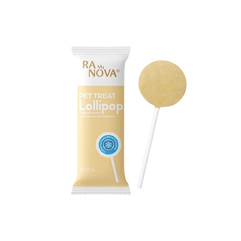 آبنبات گربه رانوا طعم مرغ و شیر بز مدل Freeze Dried وزن 1.4 گرم
