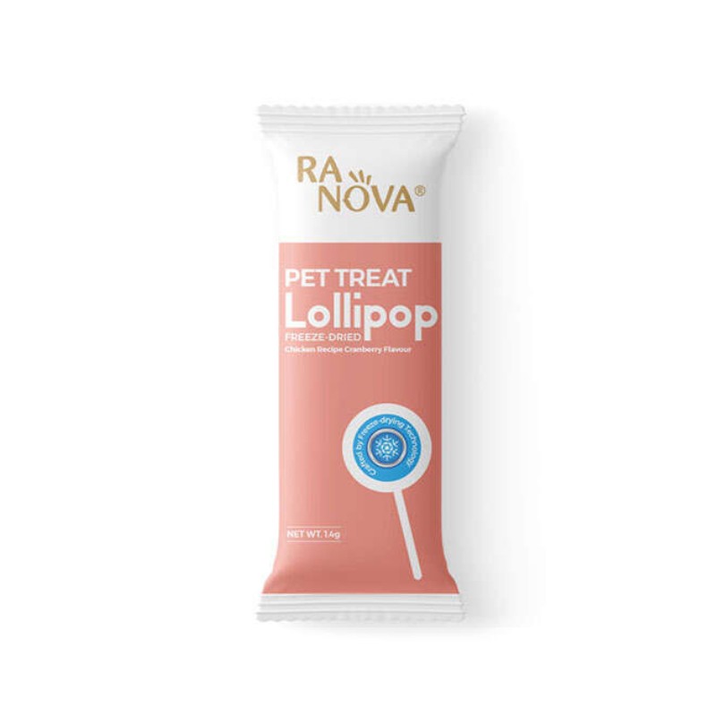 آبنبات گربه رانوا طعم مرغ و کرنبری مدل Freeze Dried وزن 1.4 گرم