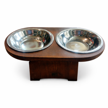 ظرف آب و غذای سگ و گربه پرس پت مدل چوبی دوقلو