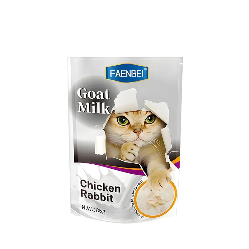 پوچ گربه فنبی طعم مرغ و خرگوش در شیر بز وزن 85 گرم