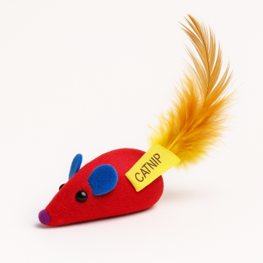 عروسک گربه پرس پت مدل موش پردار حاوی کت نیپ