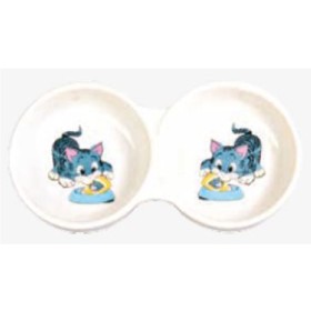 ظرف غذای دو قلوی سرامیکی گربه تریکسی