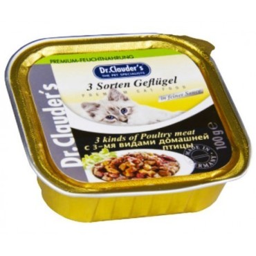 خوراک کاسه ای دکتر کلودرز مخصوص گربه حاوی مرغ با سس