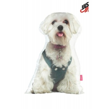 کوسن فانتزی طرح سگ سفید پرس کالا