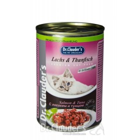کنسرو دکتر کلودرز مخصوص گربه حاوی ماهی سالمون و ماهی تن