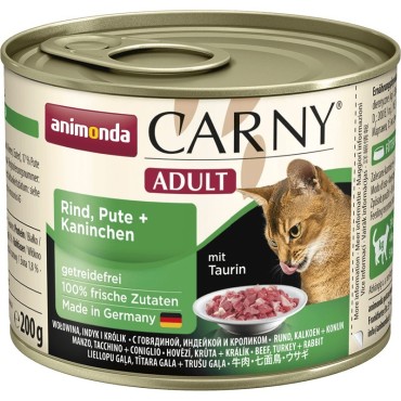 کنسرو پته حاوی گوشت گاو و بوقلمون و خرگوش مخصوص گربه بالغ کارنی