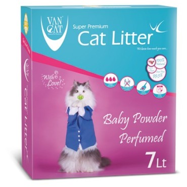 خاک گربه ون کت اولتراکلامپینگ با رایحه پودر بچه حاوی مواد آنتی باکتریال - کارتن 7 لیتری