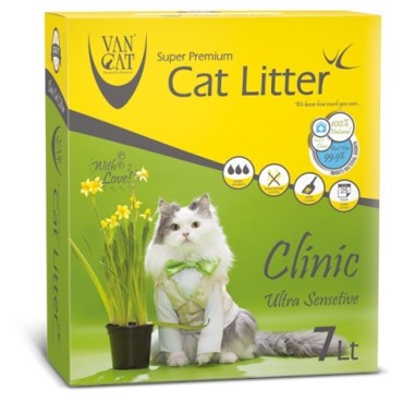 خاک گربه ون کت اولتراکلامپینگ کلینیک مخصوص گربه های حساس حاوی مواد آنتی باکتریال - کارتن 7 لیتری