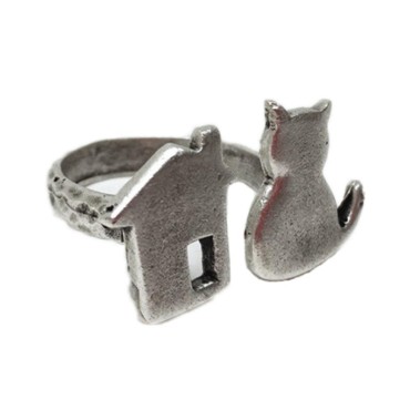 انگشتر با طرح گربه و خونه پرس کالا