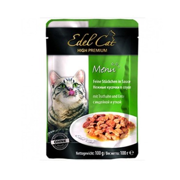 پوچ گربه با طعم اردک و بوقلمون در سس ایدل