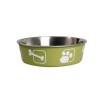 ظرف آب و غذای سگ و گربه کارلی فلامینگو مدل استیل طرح دار سبز سایزخیلی کوچک
