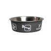 ظرف آب و غذای سگ و گربه کارلی فلامینگو مدل استیل طرح دار مشکی سایز کوچک