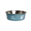 ظرف آب و غذای سگ و گربه کارلی فلامینگو مدل استیل طرح دار آبی سایز کوچک