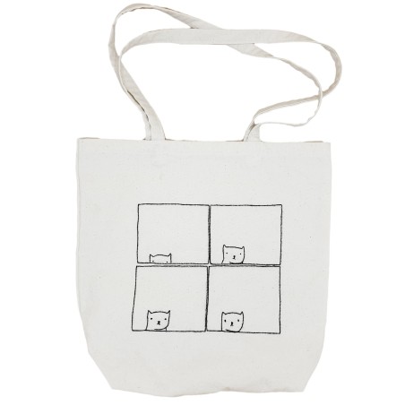 کیف دوشی پارچه ای دست دوز طرح پیشی کنجکاو پرس کالا