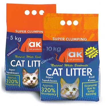 خاک گربه با اسانس پودر بچه بنتونیت سفید سوپر کالمپینگ ای کی