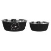 ظرف آب و غذای سگ و گربه کارلی فلامینگو مدل استیل قابل نوشتن با گچ مشکی سایز بزرگ