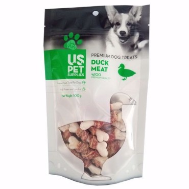 تشویقی سگ مدل استخوان دور گوشت اردک یو اس پت - 100 گرم