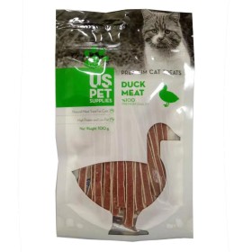 تشویقی گربه مدل نواری با طعم ماهی و اردک یو اس پت - 100 گرم