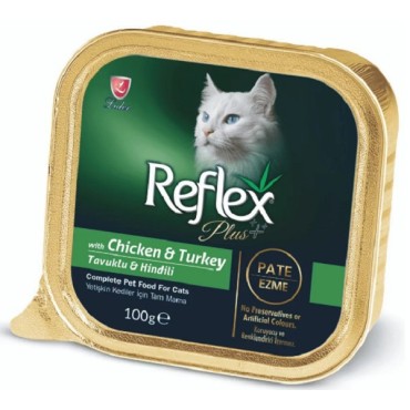 خوراک پته گربه با طعم مرغ و بوقلمون رفلکس  - 100گرم