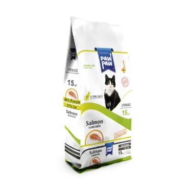 غذا خشک گربه بالغ عقیم شده با طعم سالمون پاو پاو  - 1.5 كيلوگرم