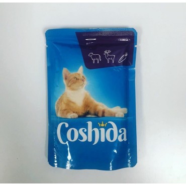 پوچ مخصوص گربه با طعم گوساله و گوشت شکار در سس هویج کوشیدا