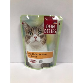 پوچ مخصوص گربه با طعم مرغ و اردک در سس Dein Bestes