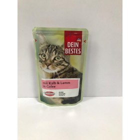 پوچ مخصوص گربه با طعم گوساله و بره در ژله Dein Bestes