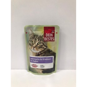 پوچ مخصوص گربه با طعم خرچنگ و سالمون در ژله Dein Bestes