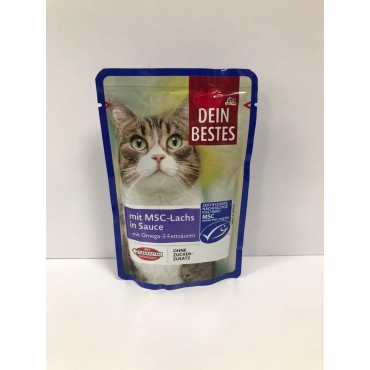 پوچ مخصوص گربه با طعم سالمون MSC در سس Dein Bestes