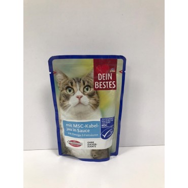 پوچ مخصوص گربه با طعم ماهی MSC ، گوساله و بوقلمون در سس Dein Bestes