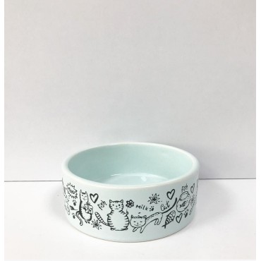 ظرف سرامیکی طرح گربه و شیر - متوسط