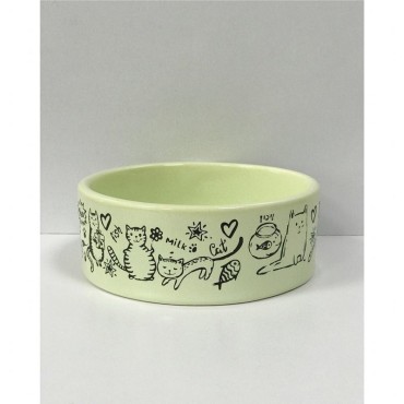 ظرف سرامیکی طرح گربه و شیر - متوسط