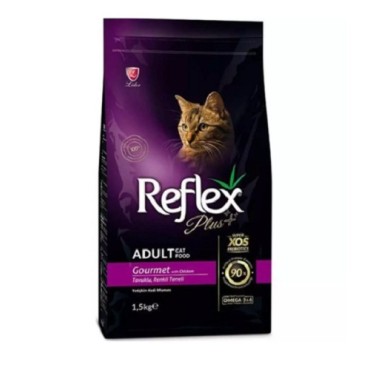 غذای خشک  گربه بالغ بد اشتها (گورمت )  با طعم مرغ رفلکس پلاس - 1.5کیلوگرم