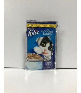 پوچ گربه فلیکس مدل Adult طعم مرغ وزن 100 گرم