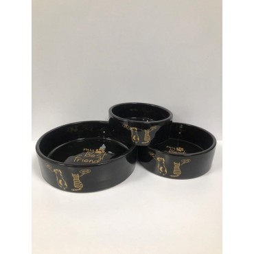 ظرف سرامیکی طرحدار سگ و گربه مشکی - سه سایز