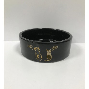 ظرف سرامیکی طرحدار سگ و گربه مشکی - سه سایز