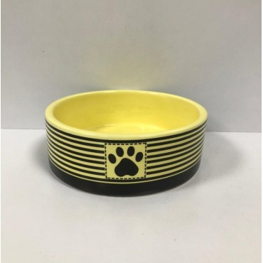 ظرف سرامیکی طرحدار سگ و گربه زرد- سه سایز