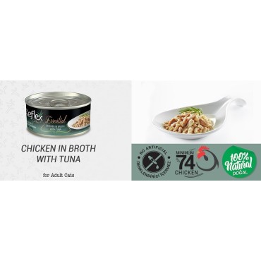 کنسرو مخصوص  گربه با طعم مرغ  و تن در آبگوشت رفلکس پلاس - 70 گرم