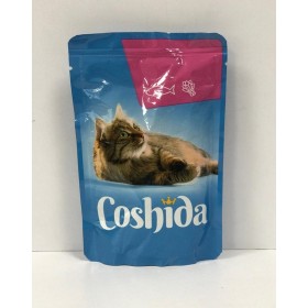 پوچ گربه کوشیدا طعم قزل آلا در سس اسفناج وزن 100 گرم