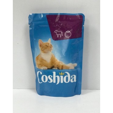 پوچ مخصوص گربه با طعم گوشت گاو درسس گوجه کوشیدا