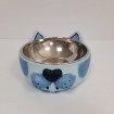 ظرف بتونی طرح گربه نقاشی شده رنگ آبی روشن - بزرگ