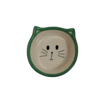 ظرف سرامیکی آب و غذا طرح گربه پرس پت - کوچک