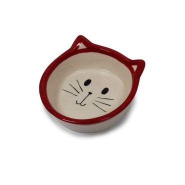 ظرف سرامیکی آب و غذا طرح گربه پرس پت - کوچک