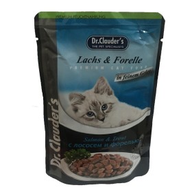 پوچ گربه دکتر کلودرز طعم سالمون و قزل آلا در ژله وزن 100 گرم