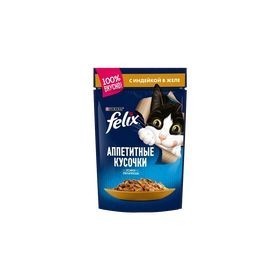 پوچ گربه فلیکس مدل Adult طعم بوقلمون وزن 85 گرم