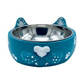 ظرف آب و غذای سگ و گربه پرس پت مدل پلیمری رنگ آبی