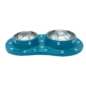 ظرف آب و غذای سگ و گربه پرس پت مدل پلیمری رنگ آبی روشن