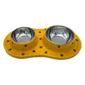 ظرف آب و غذای سگ و گربه پرس پت مدل پلیمری رنگ زرد