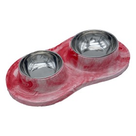 ظرف آب و غذای سگ و گربه پرس پت مدل پلیمری رنگ ابر و بادی قرمز